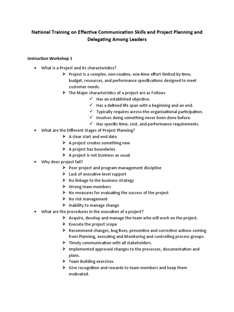 National Training On Effective Communication Skills and Project