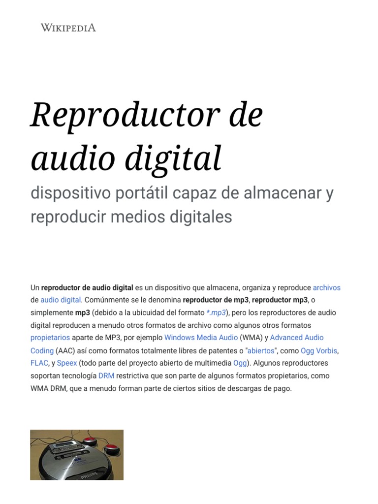 Reproductor de Audio Digital - Wikipedia, La Enciclopedia Libre | PDF ...