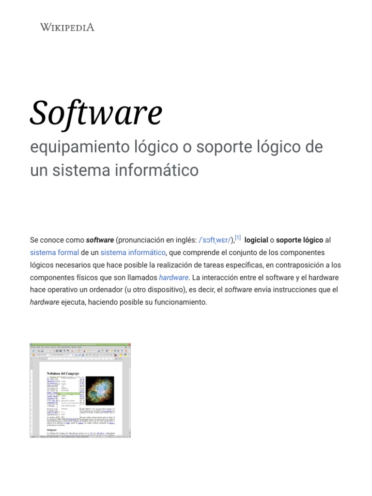 Software - Wikipedia, La Enciclopedia Libre | PDF