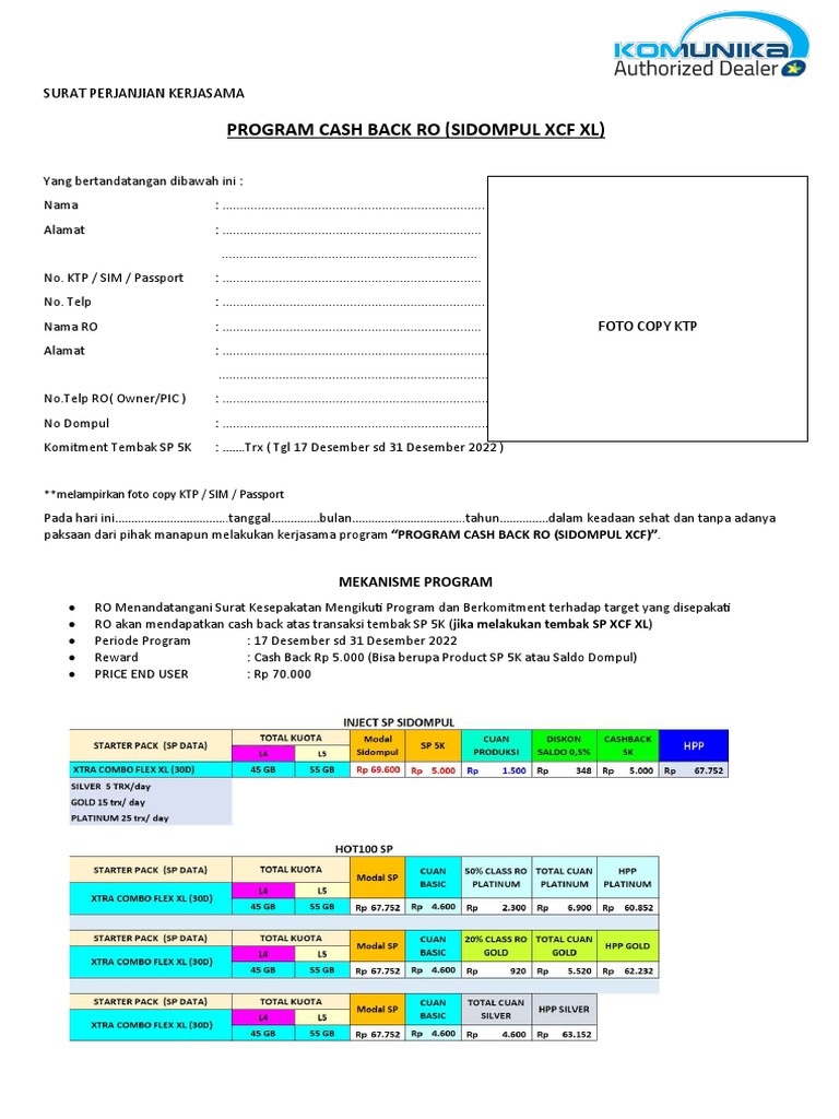 SPK Program RO Cashback (Sidompul XCF) PDF