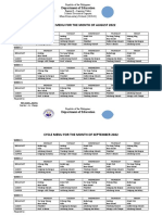 Cycle Menu For The Month of August 2022