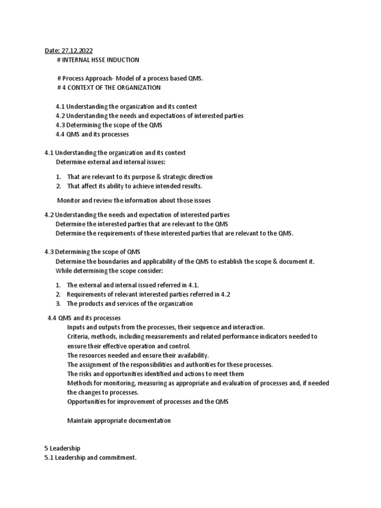 QMS Process Approach and ISO 9001 Overview | PDF | Quality Management ...