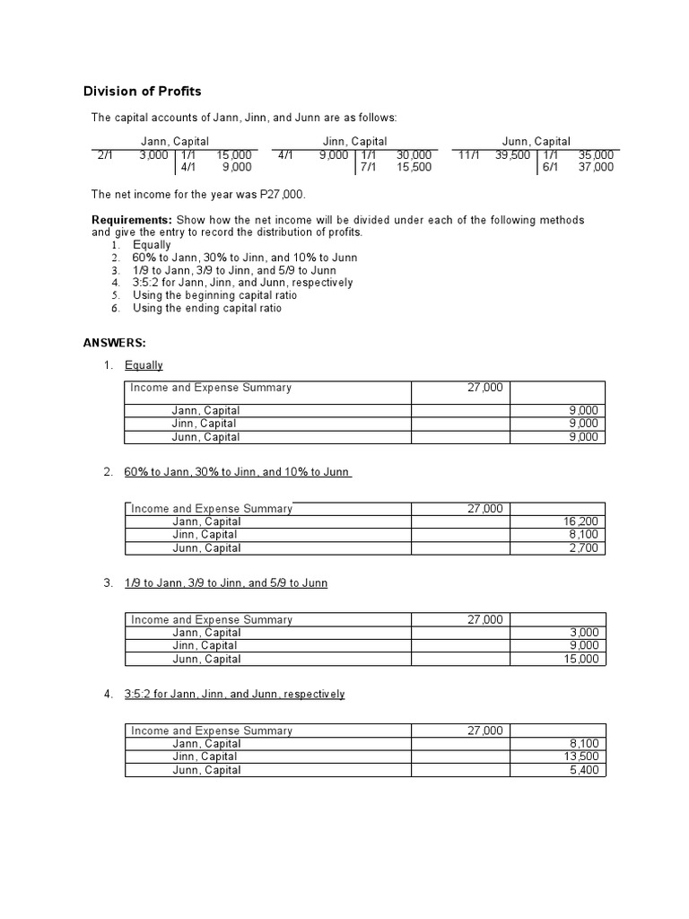 Division of Profit PDF Investing Money