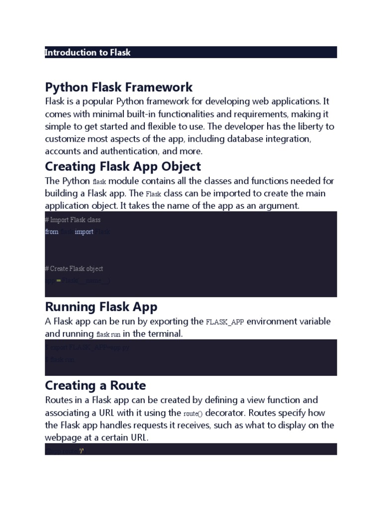Introduction To Flask | PDF | Web Application | World Wide Web