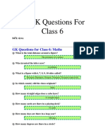 50 GK Questions For Class 6, 7, 8