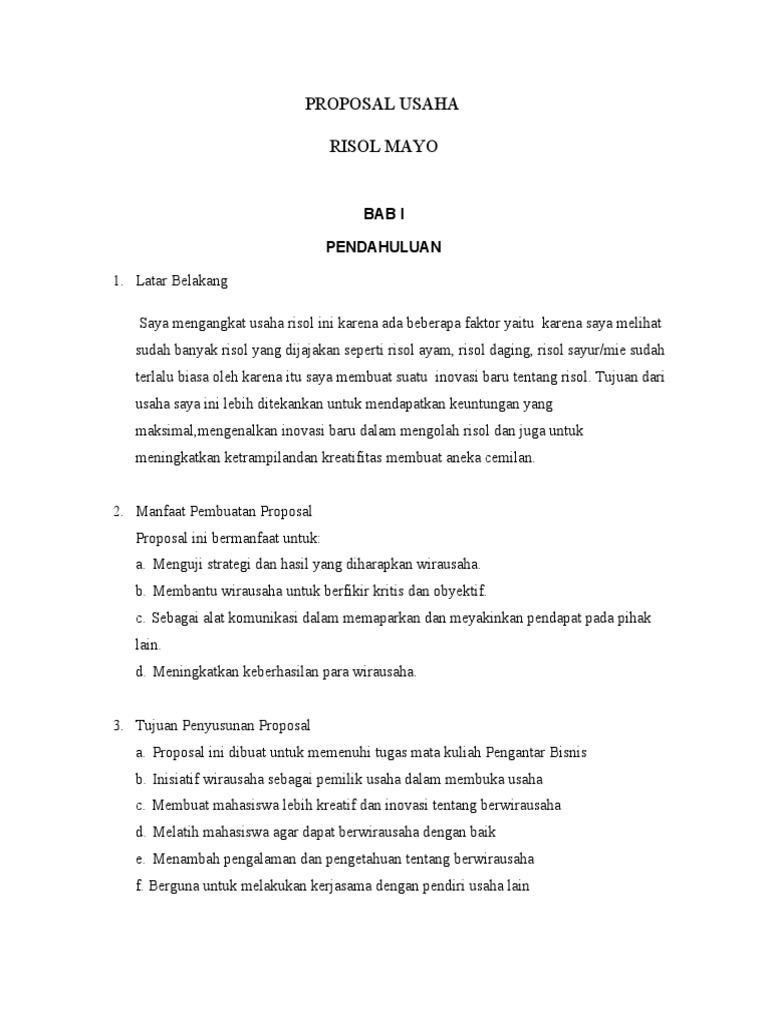 Inovasi Usaha Risol Mayo | PDF | Memasak, Makanan, & Anggur