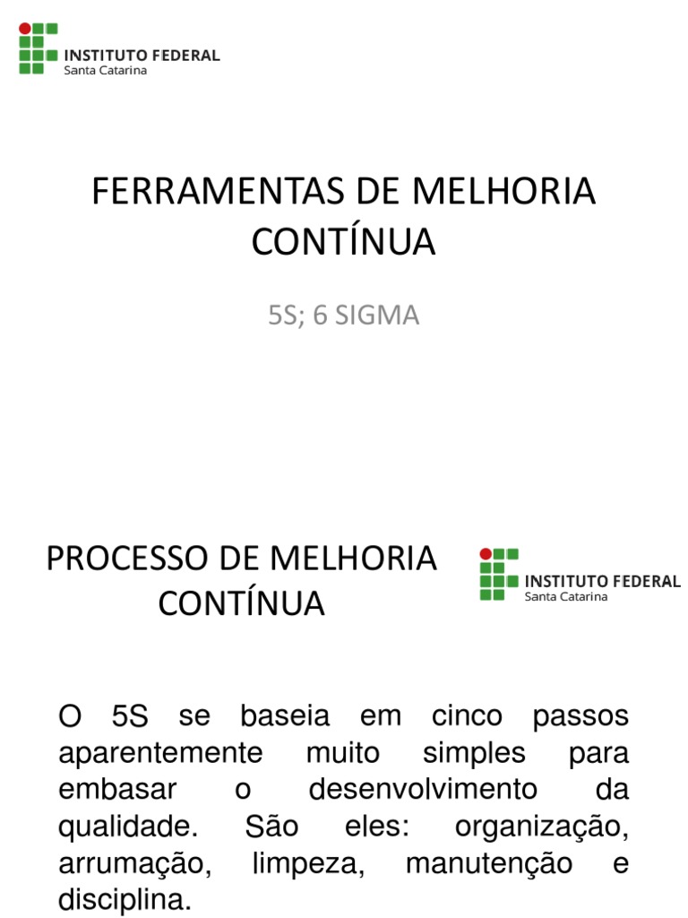 Ferramentas de Melhoria Contínua 5S 6 Sigma | PDF | Seis Sigma ...