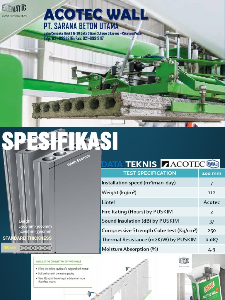 Acotec Wall Panel Specifications and Installation | PDF | Architectural ...