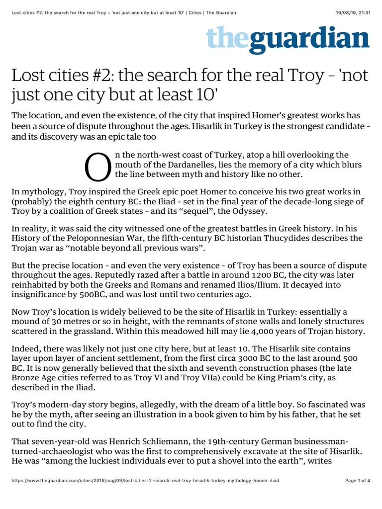 Where Is Troy? Unraveling the Ancient Enigma of the Lost City