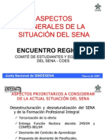 Aspectos Generales de La Situación Del Sena - Coes - Marzo - 2009