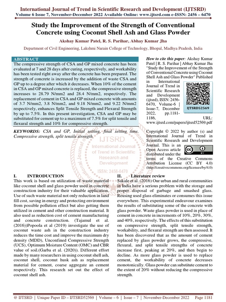 Study the improvement of the strength of conventional concrete using