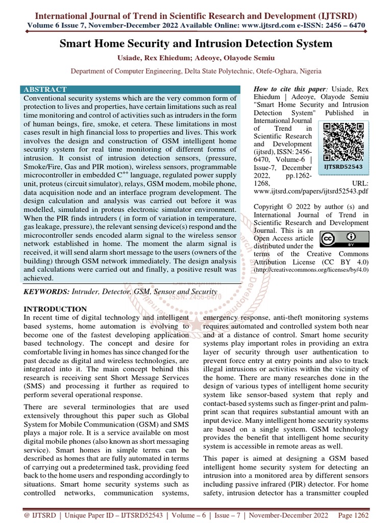 Smart Home Security and Intrusion Detection System | PDF | Security ...