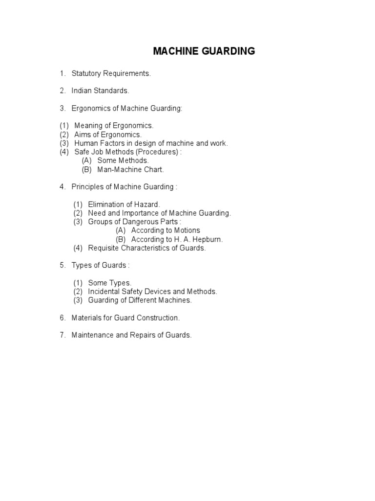 Maching Guarding Pdf Human Factors And Ergonomics Machines