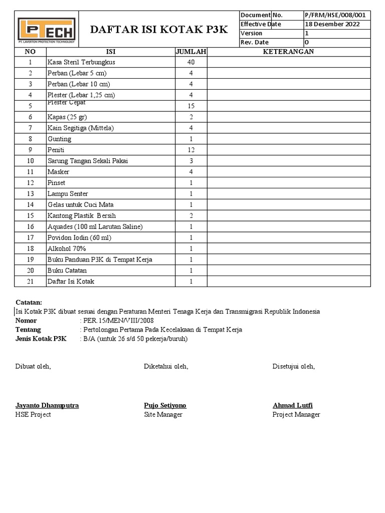 Form Inspeksi | PDF