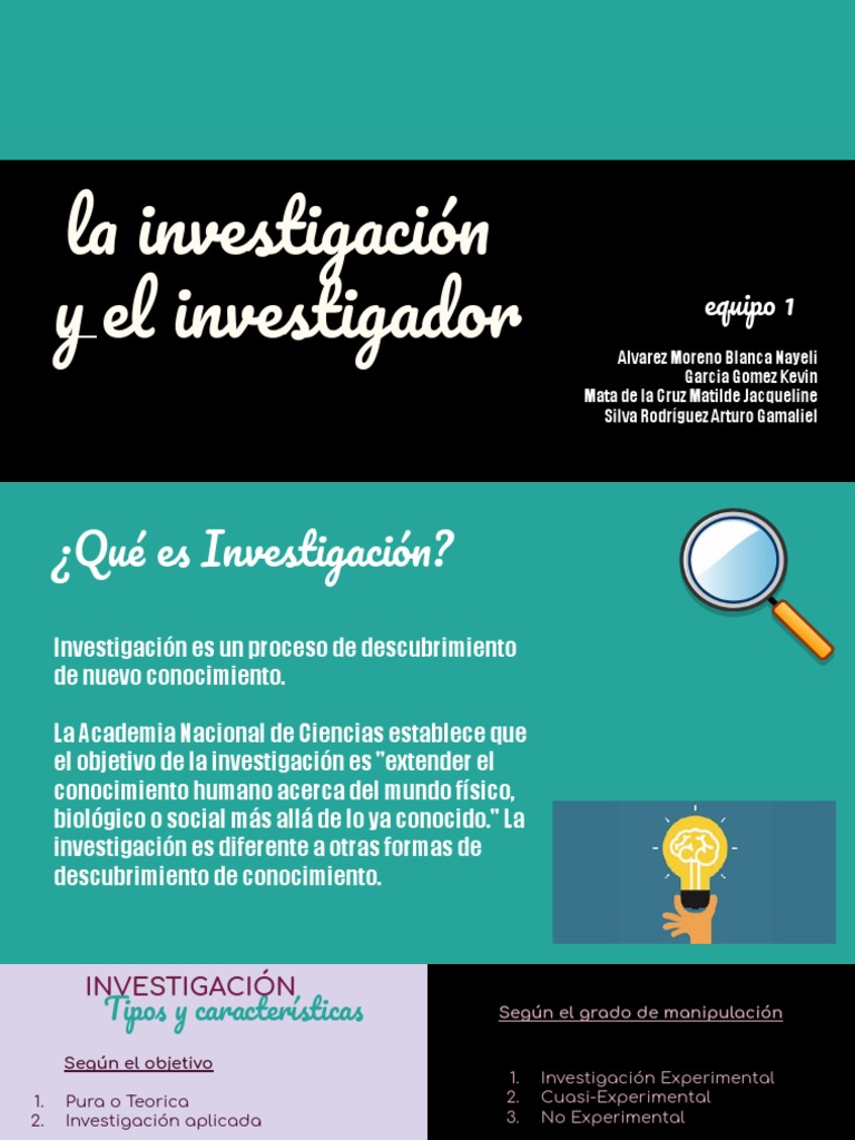 Exposicion Investigacion y El Investigador | PDF | Conocimiento | Cognición