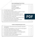 Checklist For Writing Test