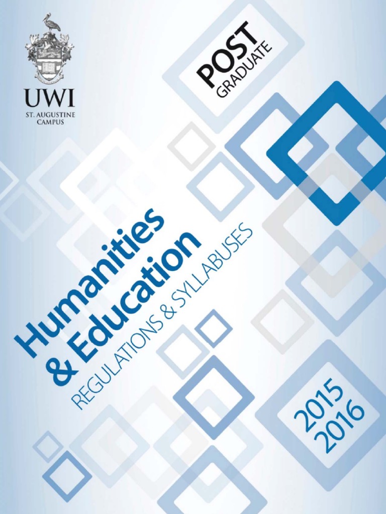 Postgraduate Programmes And Regulations Of The Faculty Of Humanities