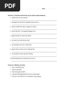 Grammar Exercise-Rearrange Sentences.