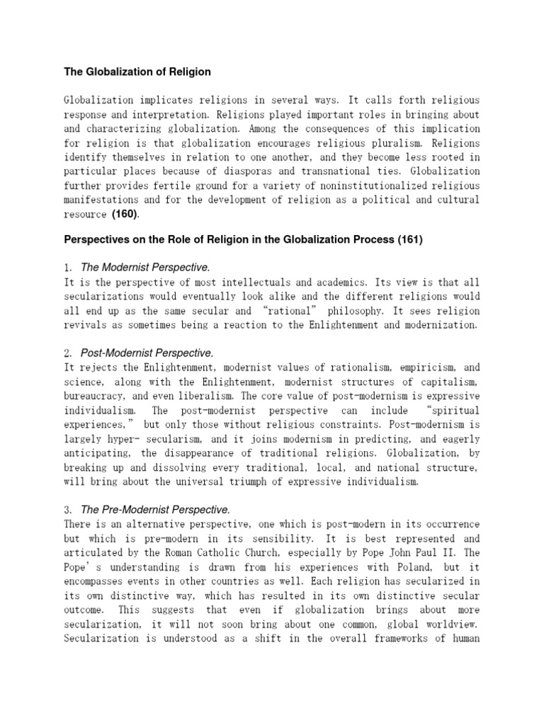 Religion and Globalization Dynamics | PDF | Postmodernism | Age Of ...