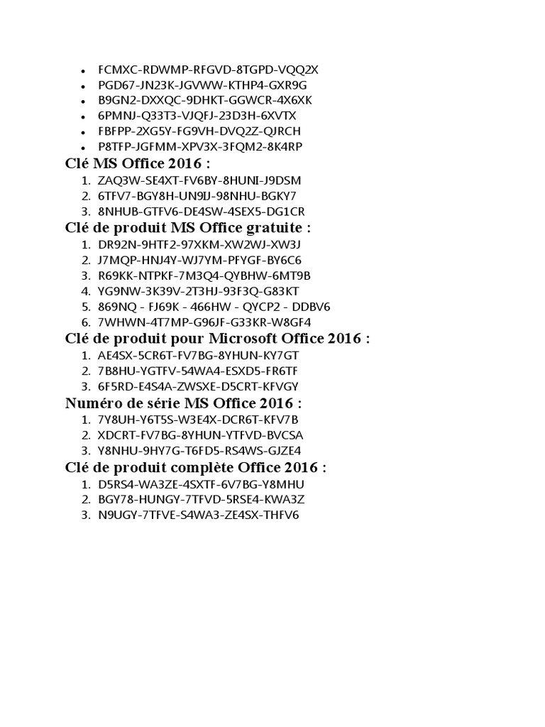 Collection of Microsoft Office Product Keys, Serial Numbers, and ...