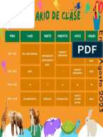 Horario de Clase Infantil Ilustrado de Animalitos Verde y Azul