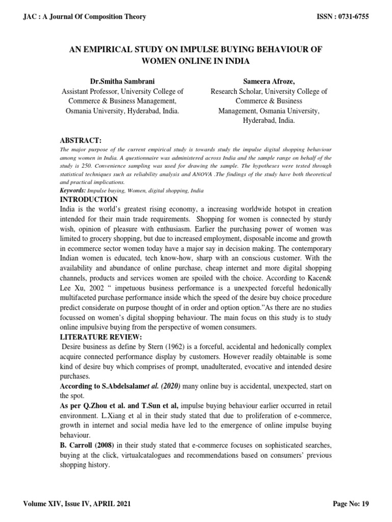 Women’s Online Impulse Buying in India | PDF | Survey Methodology ...