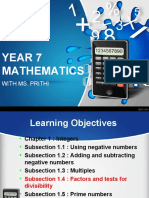 Test For Divisibility Year 7