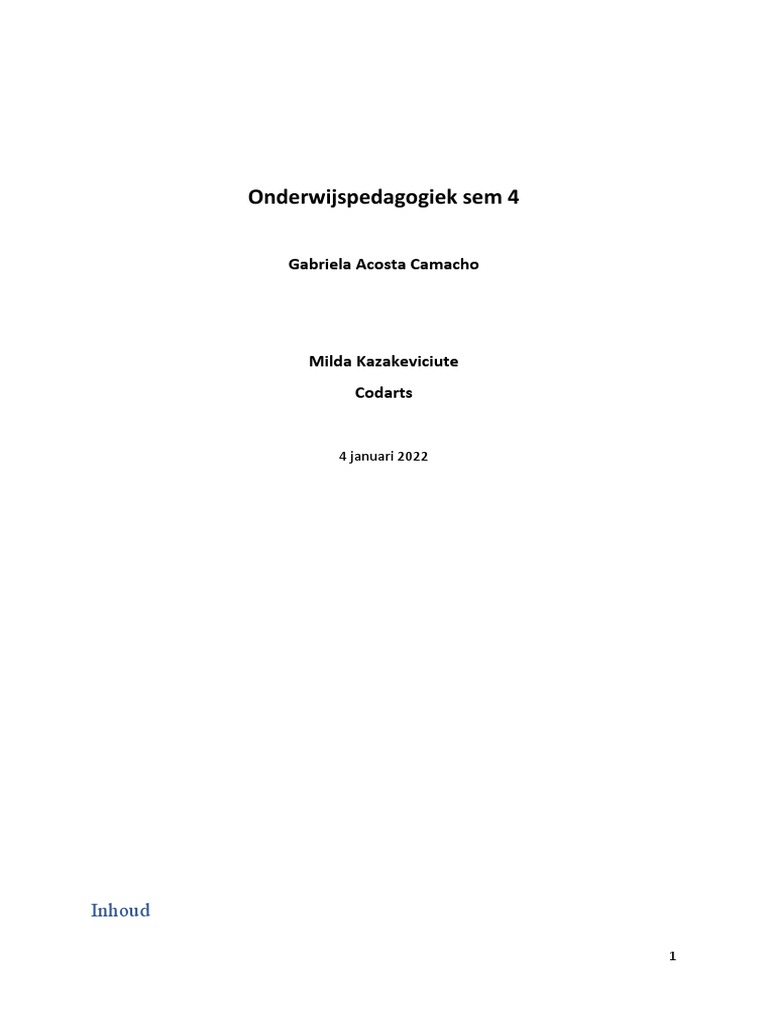 Onderwijspedagogiek Sem 4 | PDF