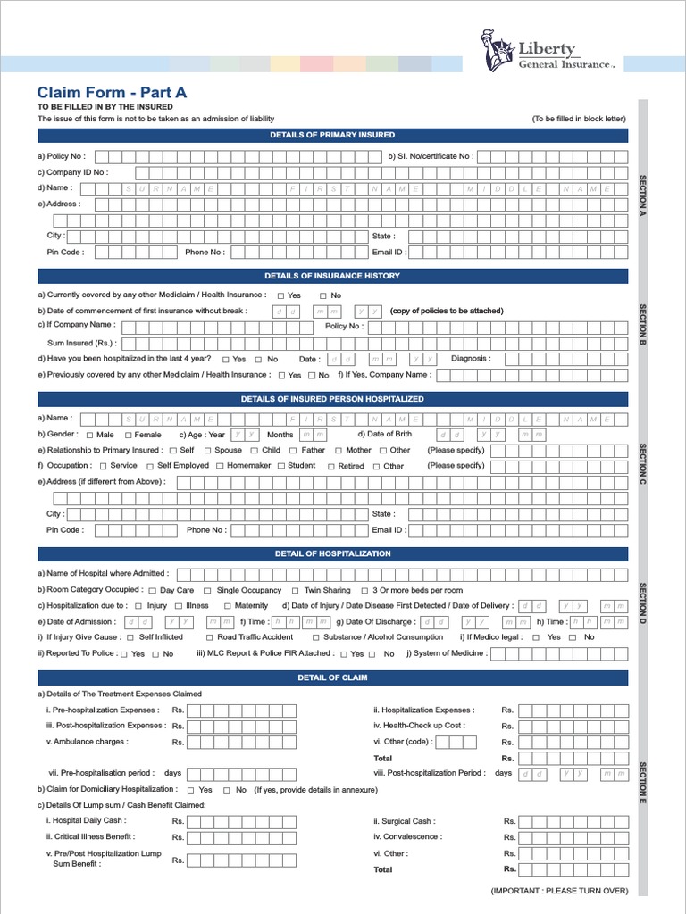 Health Insurance Reimbursement Claim Form | PDF | Hospital | Insurance