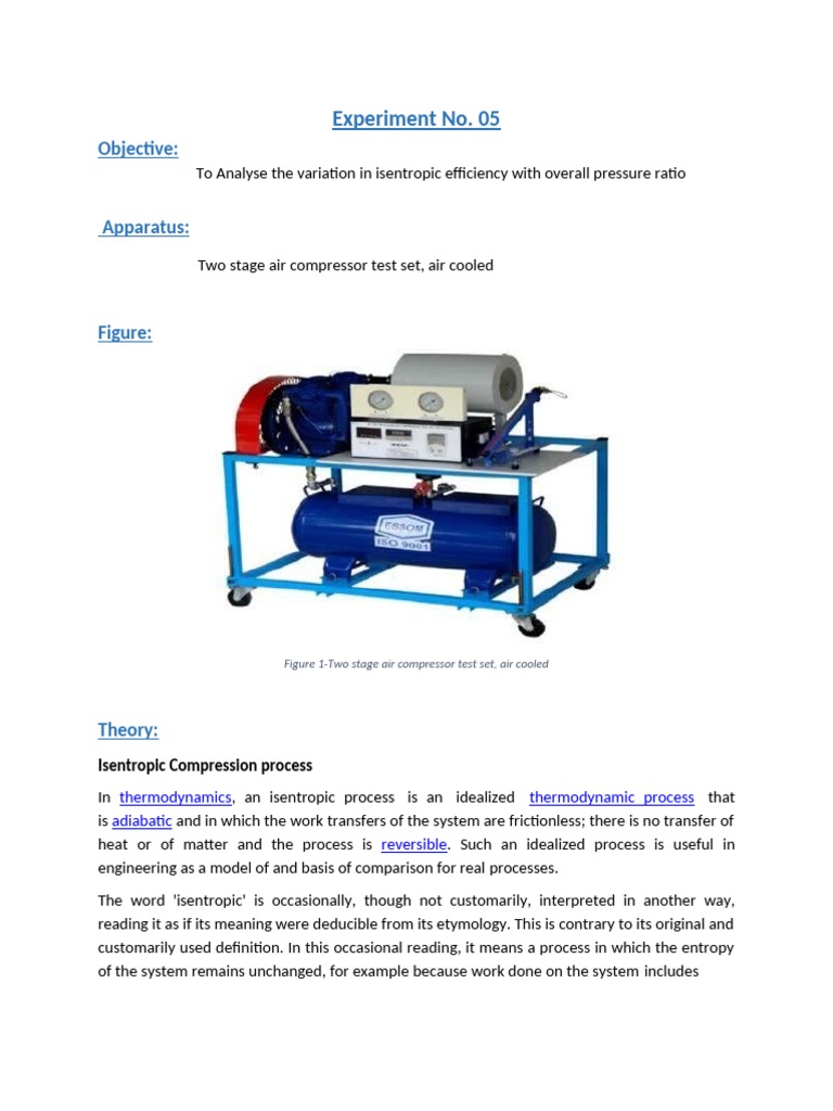 Two Stage Air Compressor Efficiency PDF Thermodynamics