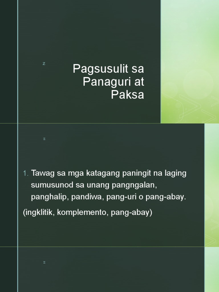 Pagsusulit Sa Panaguri at Paksa | PDF