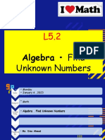 L5.2 Algebra - Find Unknown Numbers