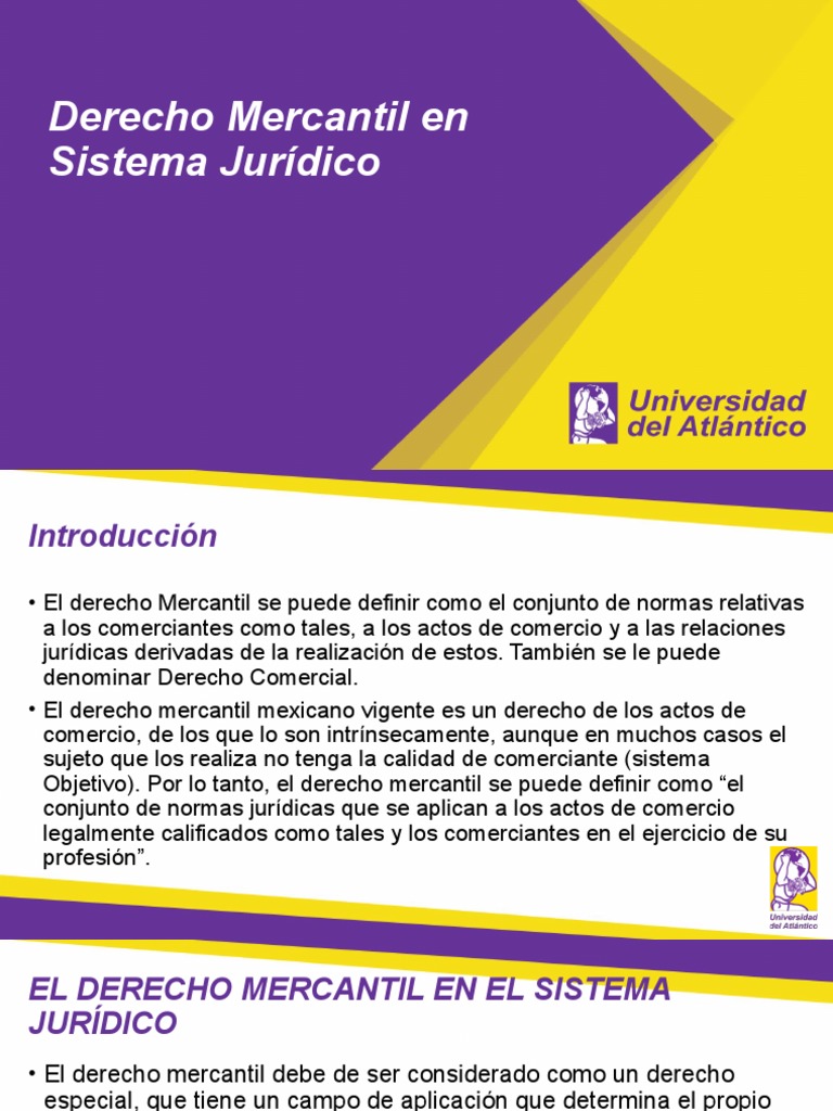 Derecho Mercantil en el Sistema Jurídico | PDF