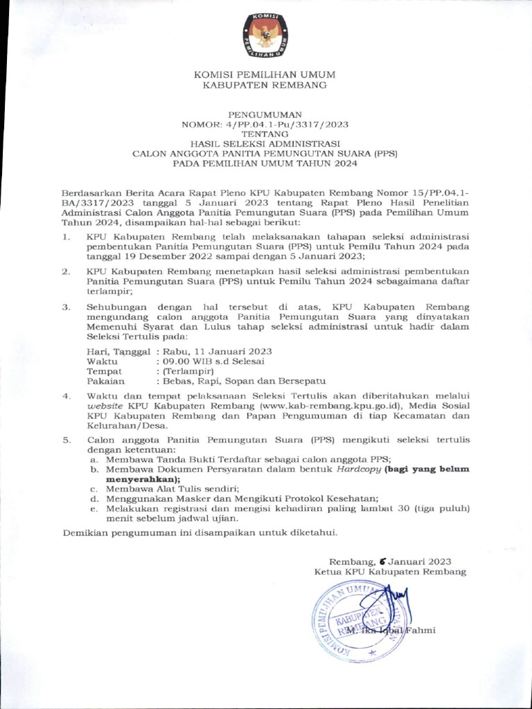 Pengumuman hasil administrasi pps 1 pdf