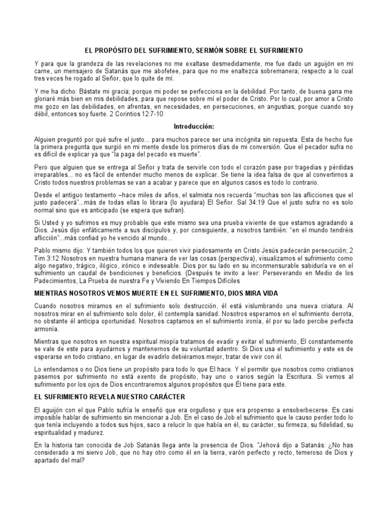 El Propósito del Sufrimiento en Cristo | PDF | Sufrimiento | Dios