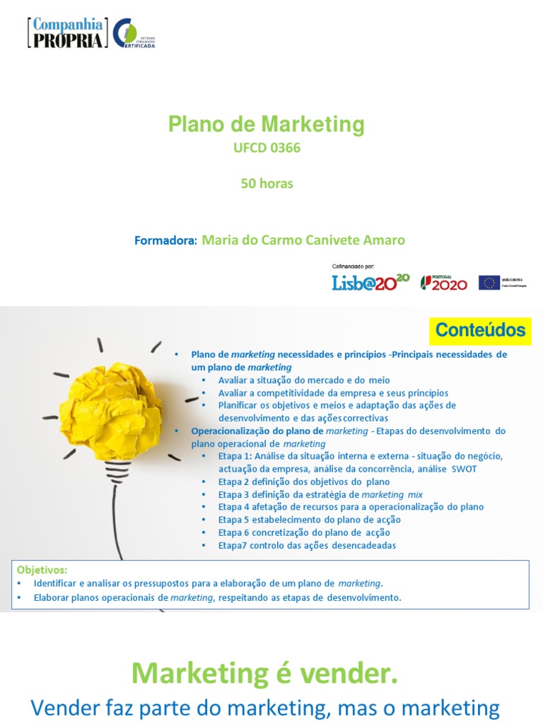 Estrutura do Plano de Marketing UFCD 0366 | PDF | Análise SWOT | Marketing