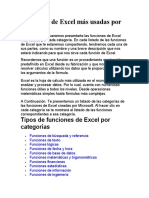 Funciones de Excel Más Usadas Por Categorías