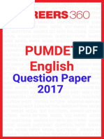 PUMDET English Question Paper 2017