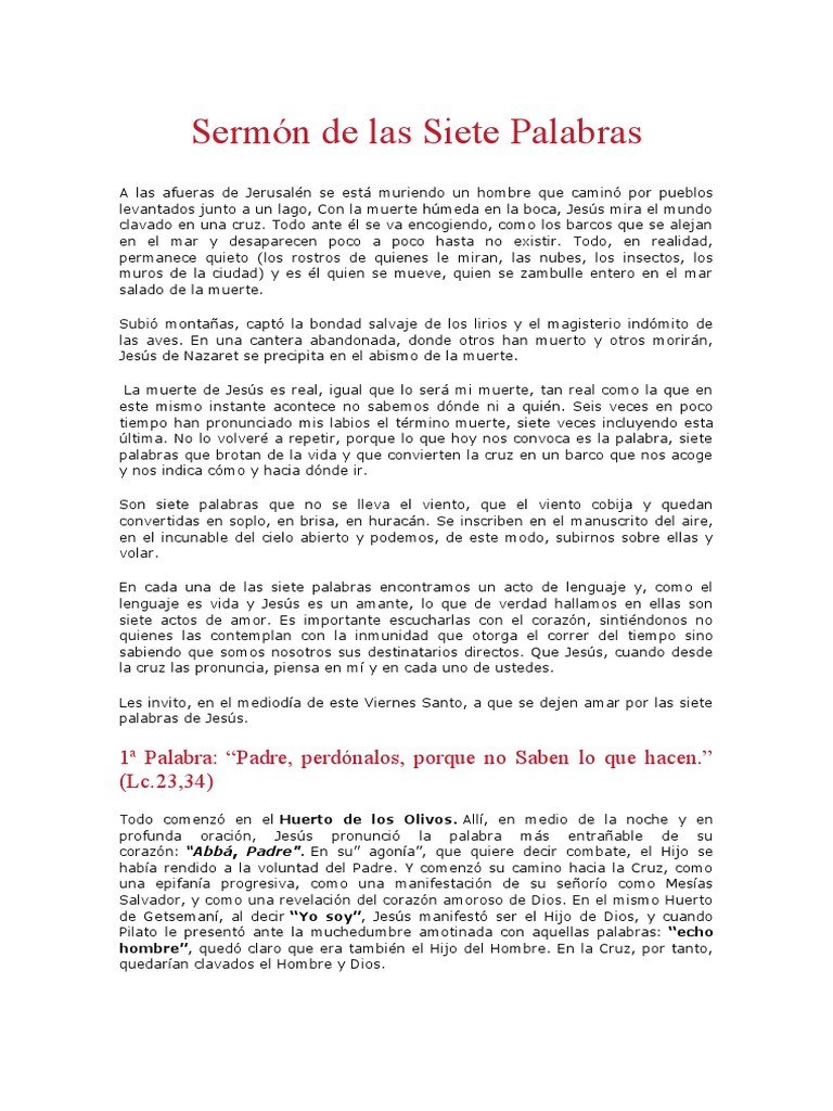 Sermón De Las Siete Palabras Pdf Jesús Pecado