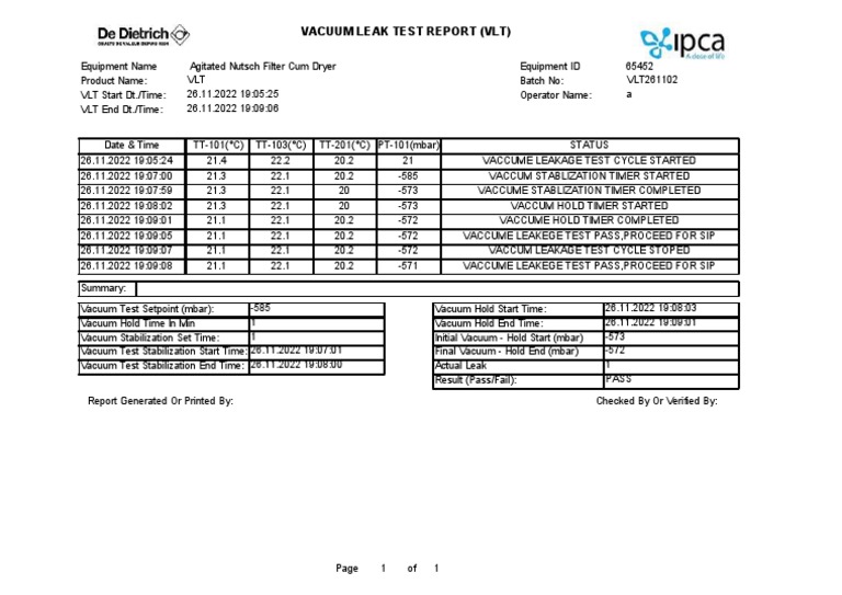 Vacuum Leak Test Report Summary | PDF | Transparent Materials | Applied ...