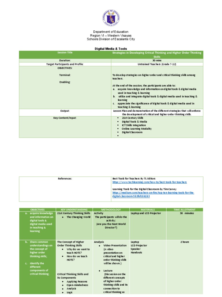 Strategies for Developing Critical Thinking and Higher Order Thinking ...