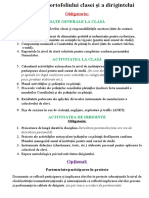 Structura Portofoliului Dirigintelui Și A Clasei