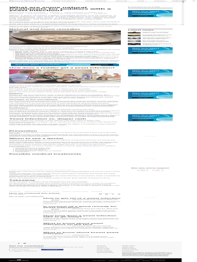 Toddler Yeast Infection 6 Natural Treatments PDF Candidiasis