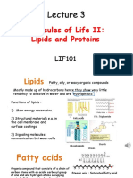 Lecture 3 LIF101 2022 Molecules of Life II Lipids and Proteins Part I