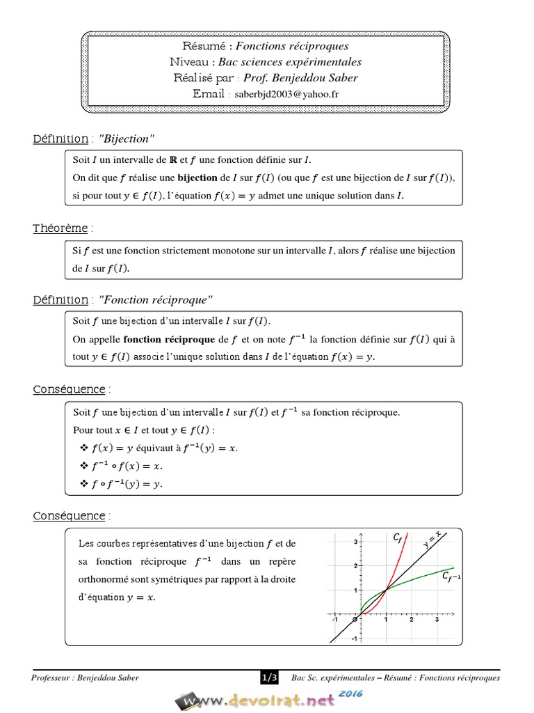 Math Résumé | PDF | Fonction monotone | Analyse réelle