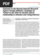 Nature Article On Effects of Russian Messaging in 2016