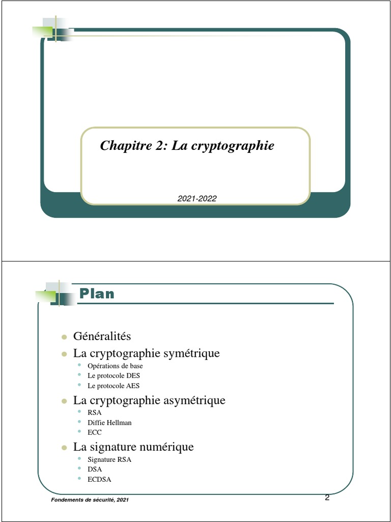 Chapitre 2 Cryptographie | PDF | Cryptanalyse | Public-key cryptography
