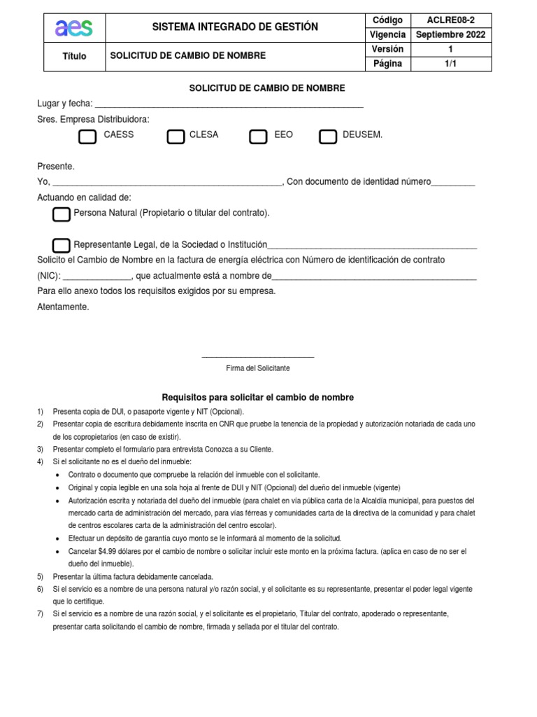 Formulario aes PDF Gobierno