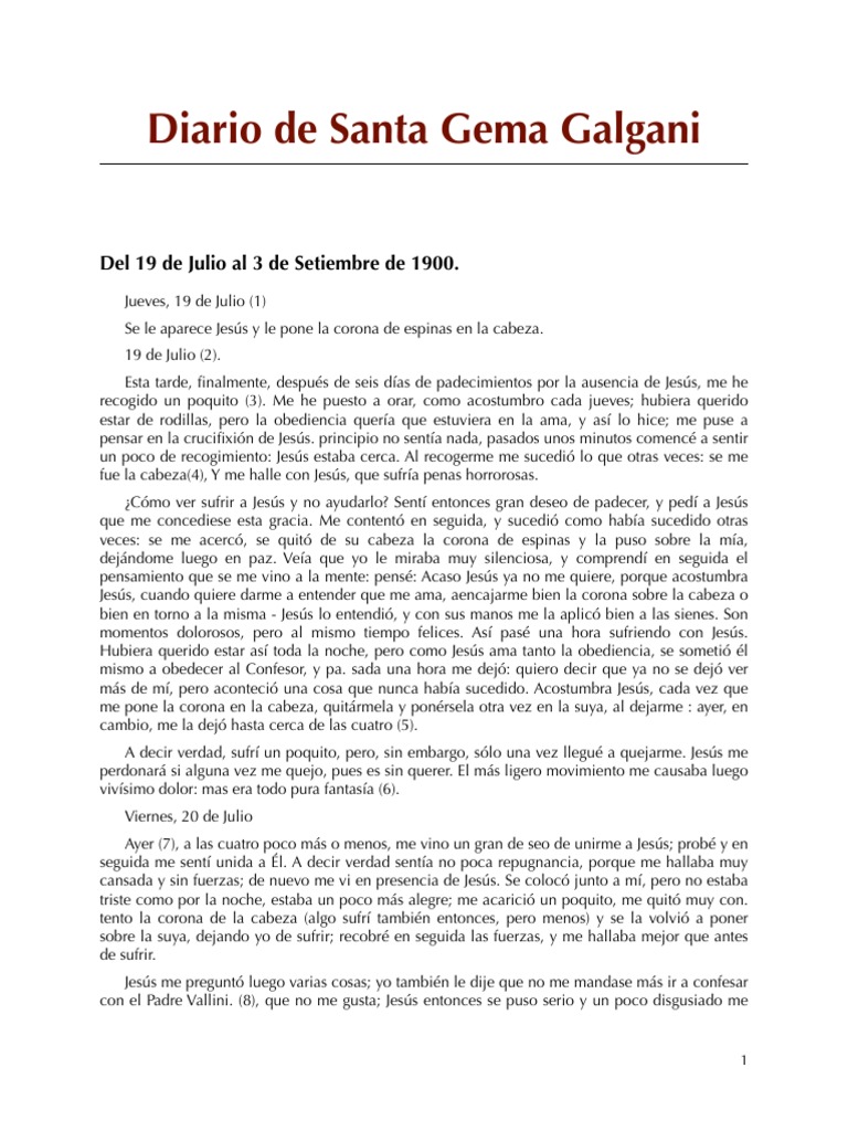 Diario de Santa Gema Galgani | PDF | Oración | Jesús