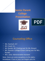 Senior Parent Presentation Class of 2023